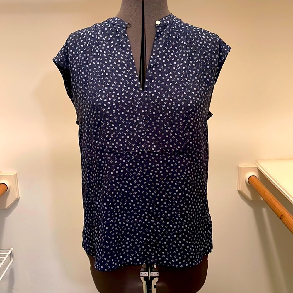 J. Crew Patterned V-Neck Blouse - Size Small
